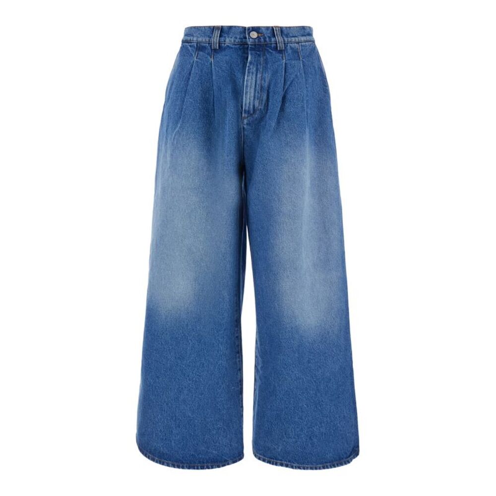 Erl Men Unisex Pleated Jeans In 100% Cotton Violet